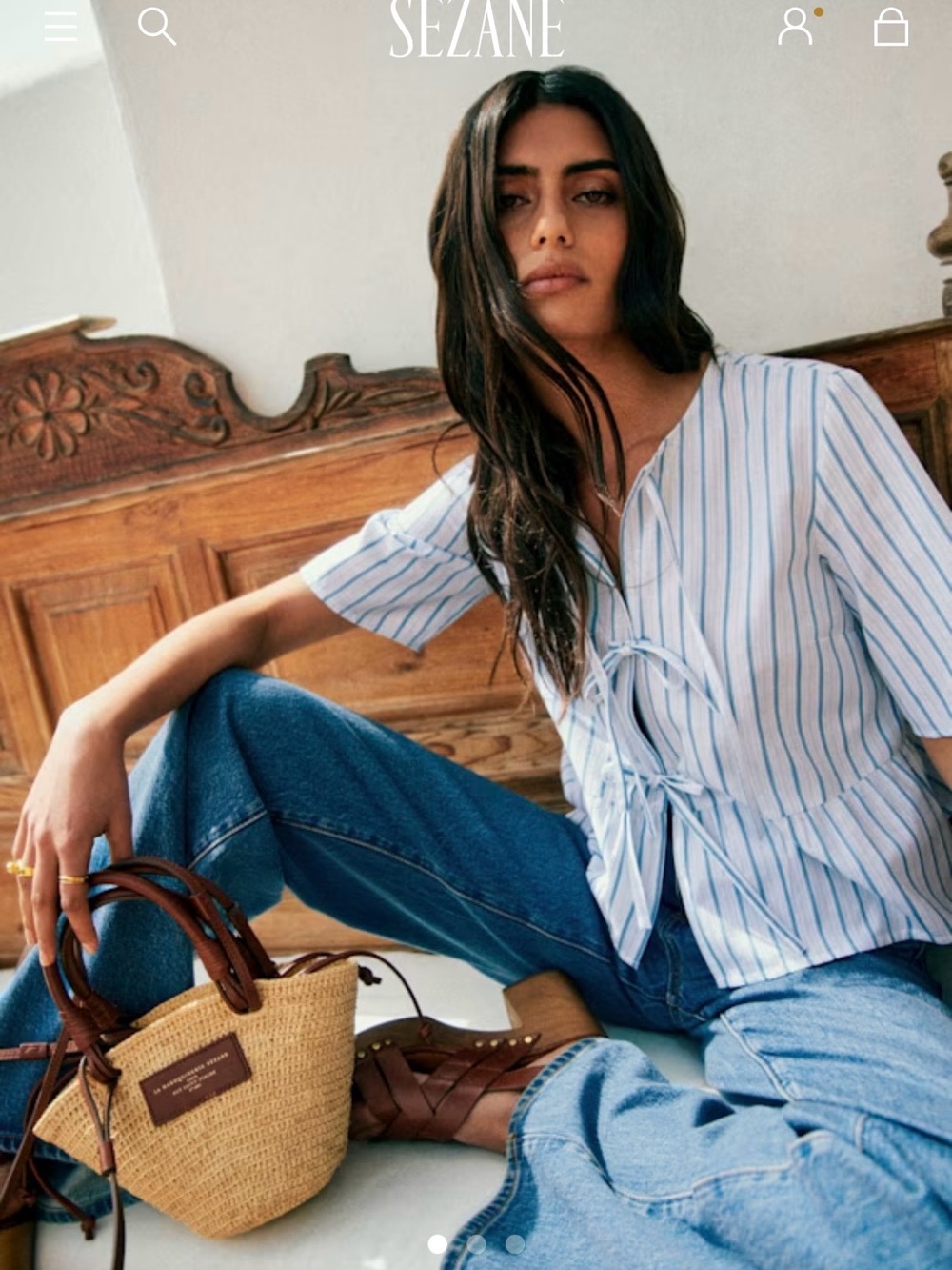 Sezane | Ileana Blouse in blue and white stripe colorway